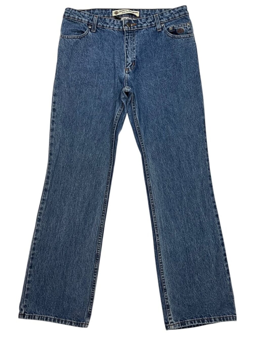 Harley Davidson Womens Relaxed Thigh Boot Cut Jeans 12 Classic Blue